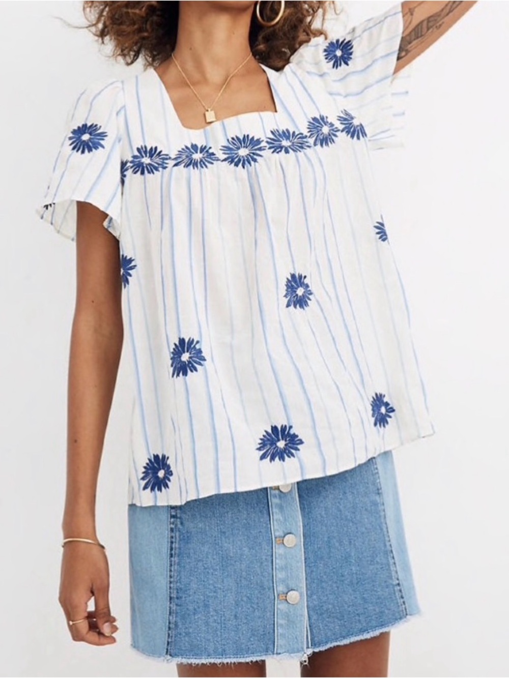 Like new - Madewell square neck Butterfly top in stripe